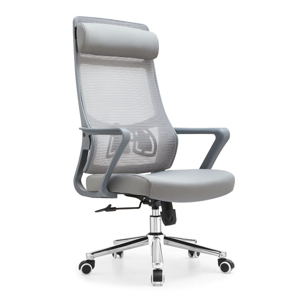 Poltrona ufficio Pasco colore grigio schienale alto traforato