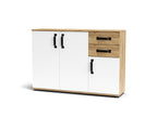 Credenza 3 ante e 2 cassetti 120x32x83  colore rovere bianco Mosso MO4