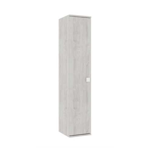 Armadio angolare 5 ante con ripiani e appendiabiti 233 cm colore bianco consumato e celeste