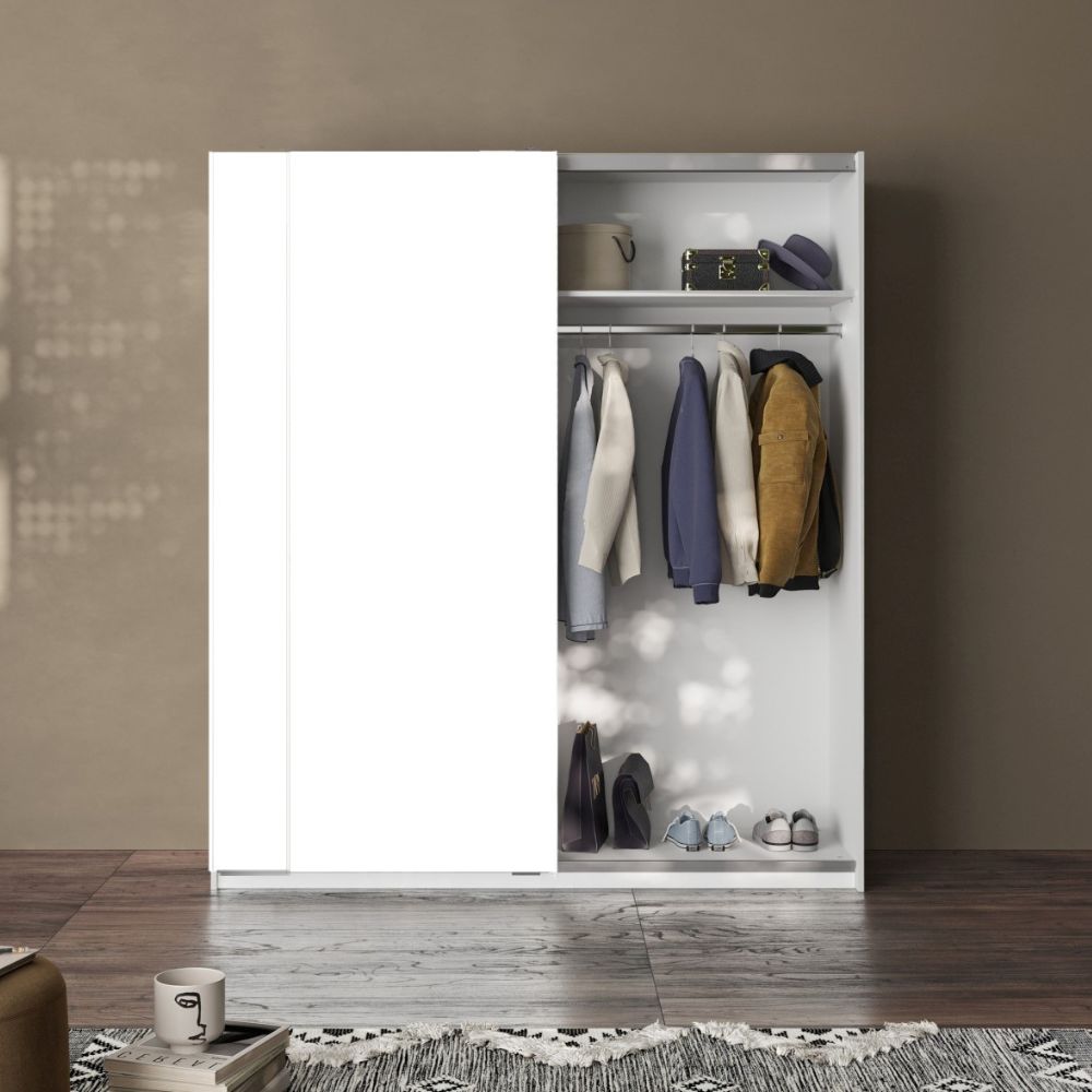 Armadio due ante scorrevoli bianco opaco Swing - 180x55x210H