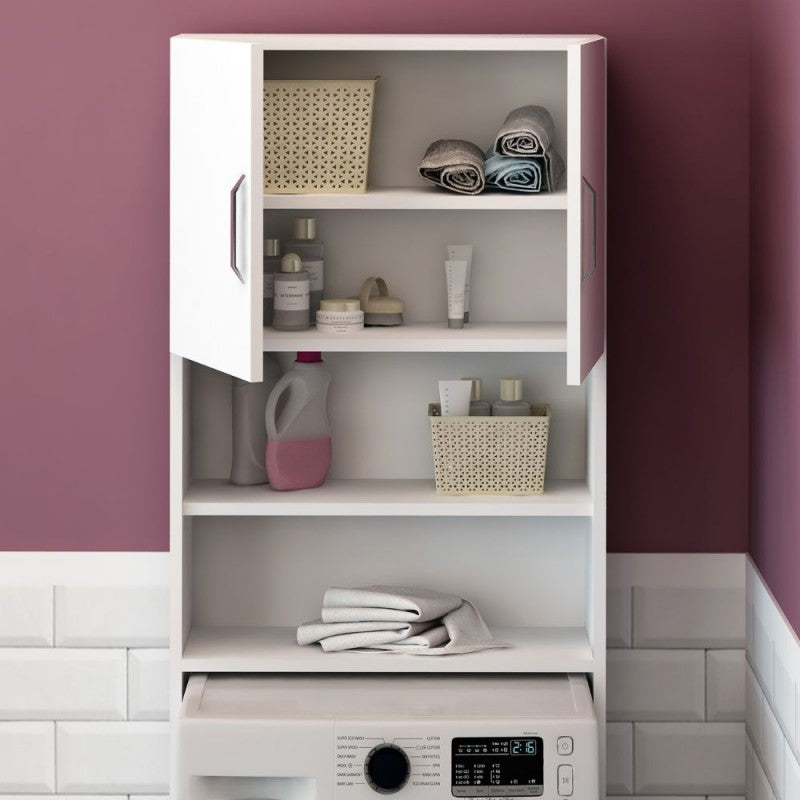 Mobile Coprilavatrice 60x180 cm con ante e ripiani colore bianco