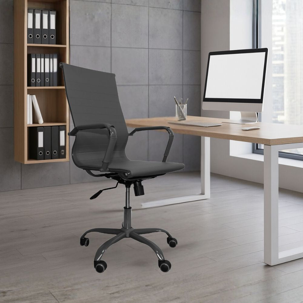 Poltrona ufficio con schienale ergonomico e ruote colore grigio H105 Nuvia
