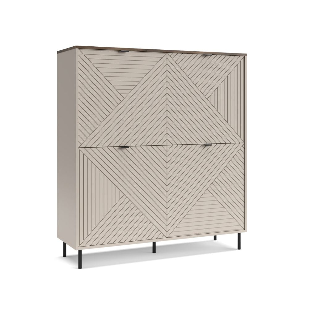 Credenza 4 ante design geometrico colore cashmere e top rovere Mirage04