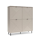 Credenza 4 ante design geometrico colore cashmere e top rovere Mirage04