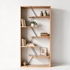 Libreria in legno 84x157h cm con struttura in metallo e ripiani colore rovere - Tars