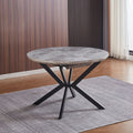Tavolo rotondo allungabile Evelina piano effetto marmo grigio lucido 120x120x76H