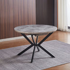 Tavolo rotondo allungabile Evelina piano effetto marmo grigio lucido 120x120x76H