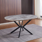 Tavolo rotondo allungabile Evelina piano effetto marmo grigio lucido 120x120x76H