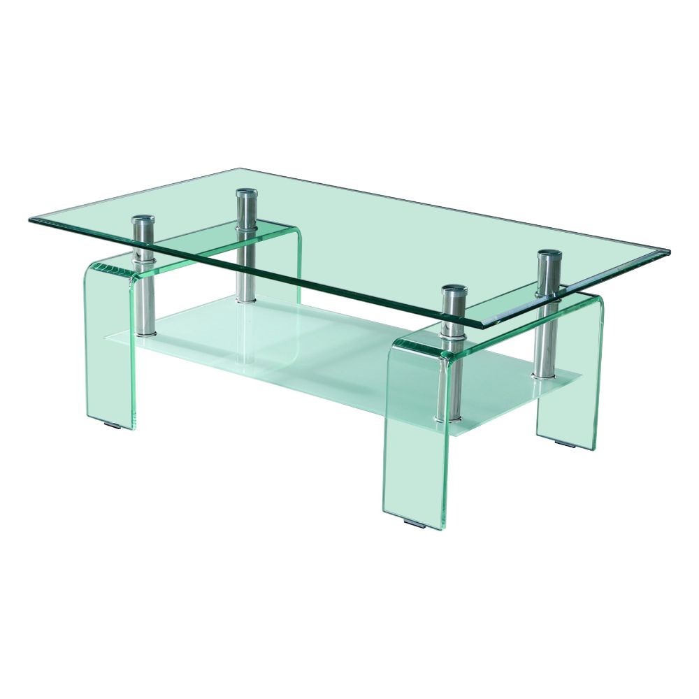 Tavolino con due ripiani in vetro Crystal 100x60x39h