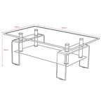 Tavolino con due ripiani in vetro Crystal 100x60x39h