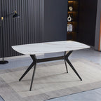 Tavolo fisso piano ceramica effetto marmo bianco lucido Callista 160x90x76H