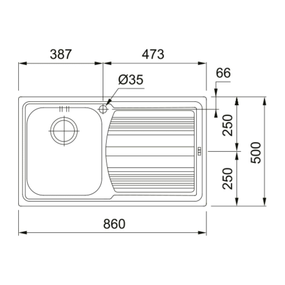 Lavello cucina da incasso 1 vasca con gocciolatoio destro inox satinato Franke LLX611L 86x50