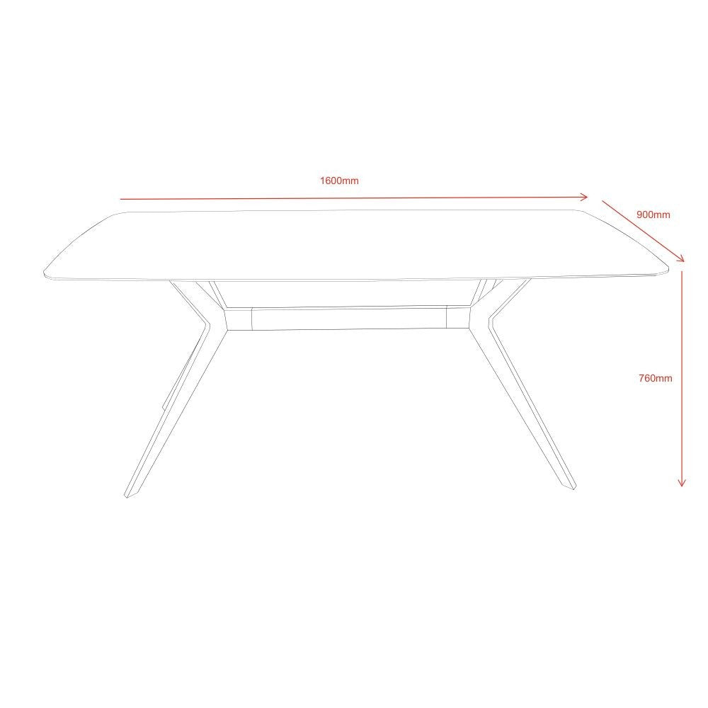 Tavolo fisso piano ceramica effetto marmo bianco lucido Callista 160x90x76H