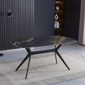 Tavolo fisso piano ceramica effetto marmo nero opaco Callista 160x90x76H