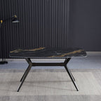 Tavolo fisso piano ceramica effetto marmo nero opaco Callista 160x90x76H