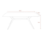 Tavolo fisso piano ceramica effetto marmo nero opaco Callista 160x90x76H