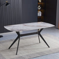 Tavolo fisso piano ceramica effetto marmo grigio chiaro lucido Callista 160x90x76H