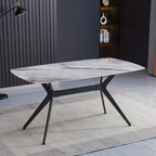 Tavolo fisso piano ceramica effetto marmo grigio chiaro lucido Callista 160x90x76H