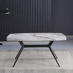 Tavolo fisso piano ceramica effetto marmo grigio chiaro lucido Callista 160x90x76H