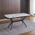 Tavolo allungabile piano ceramica effetto marmo bianco lucido Riley 160x90x76H