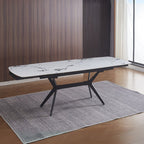 Tavolo allungabile piano ceramica effetto marmo bianco lucido Riley 160x90x76H
