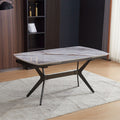 Tavolo allungabile piano ceramica effetto marmo grigio chiaro lucido Riley 160x90x76H