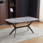 Tavolo allungabile piano ceramica effetto marmo grigio chiaro lucido Riley 160x90x76H