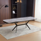 Tavolo allungabile piano ceramica effetto marmo grigio chiaro lucido Riley 160x90x76H
