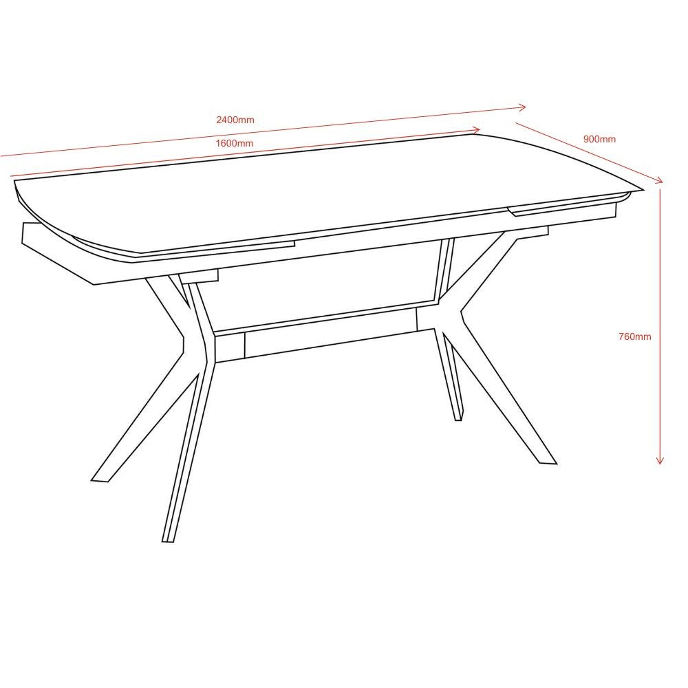 Tavolo allungabile piano ceramica effetto marmo grigio chiaro lucido Riley 160x90x76H