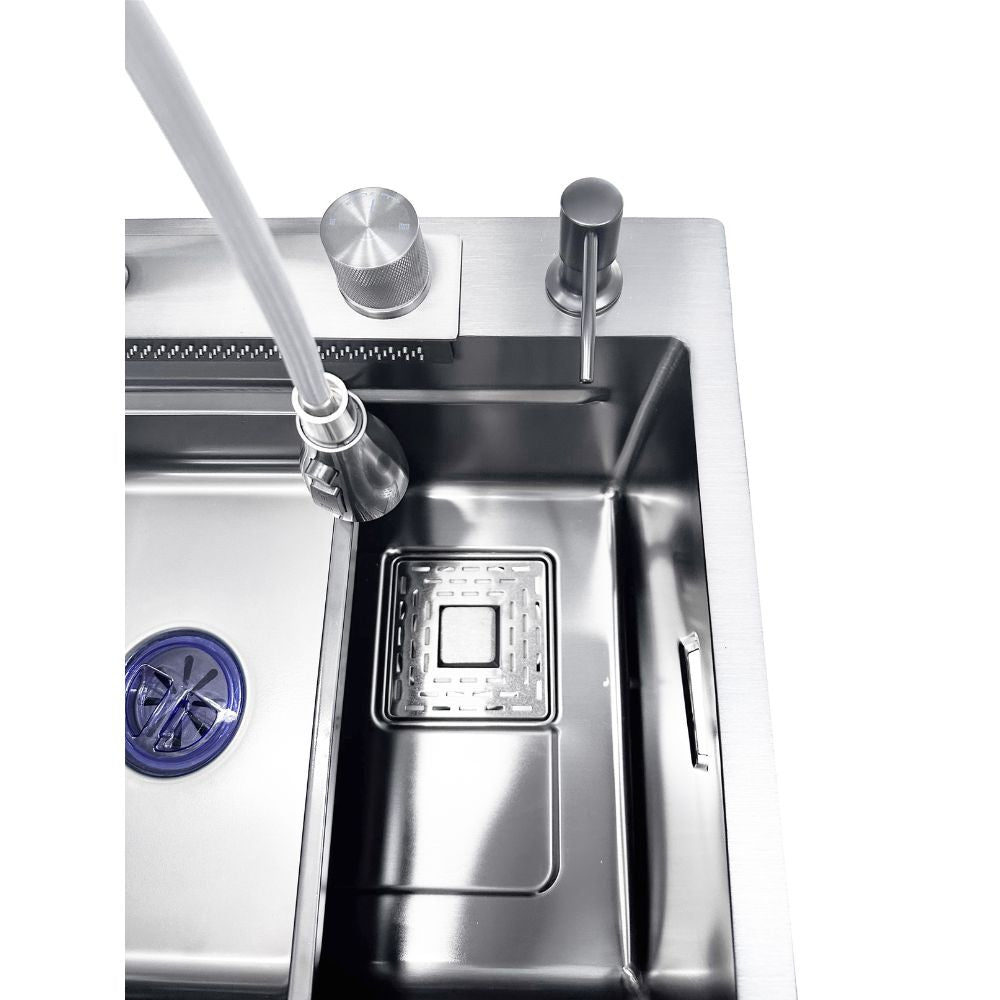 Lavello cucina da incasso una vasca 74x45x20H inox spazzolato SA3541 con accessori