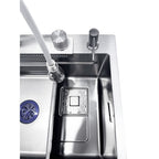 Lavello cucina da incasso una vasca 74x45x20H inox spazzolato SA3541 con accessori