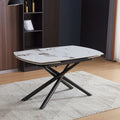 Tavolo allungabile piano ceramica effetto marmo bianco lucido Astrid 140x90x76H