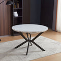 Tavolo rotondo allungabile Evelina piano effetto marmo bianco lucido 120x120x76H