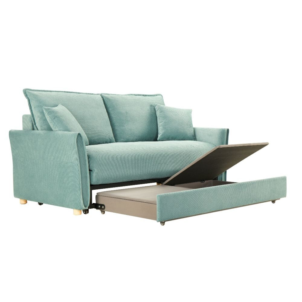 Divano Letto Cassie 3 posti tessuto verde acqua 176x93x97H: Stile, Comfort e Funzionalità