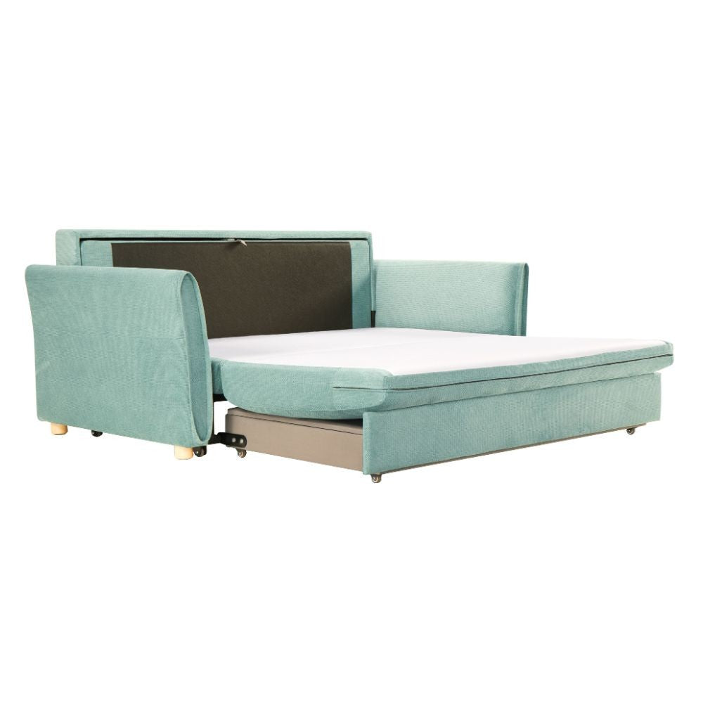 Divano Letto Cassie 3 posti tessuto verde acqua 176x93x97H: Stile, Comfort e Funzionalità