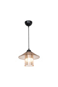 Lampada a sospensione stile vintage diffusore e paralume ambra - Inka ASZ1464