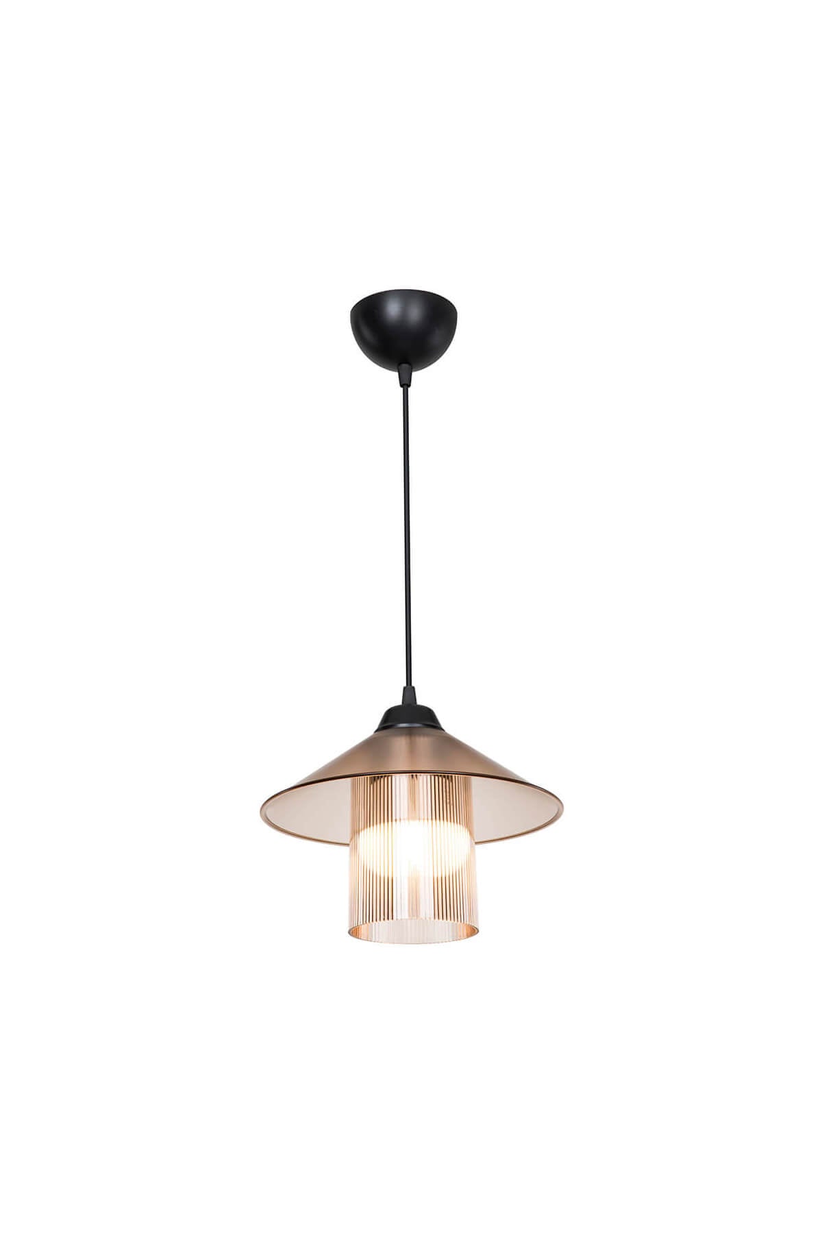 Lampada a sospensione stile vintage diffusore e paralume ambra - Inka ASZ1464