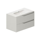 Hängender Badschrank matt Kaschmirfarben mit geriffelter Schubladenfront 80x45x50H cm - Gaper