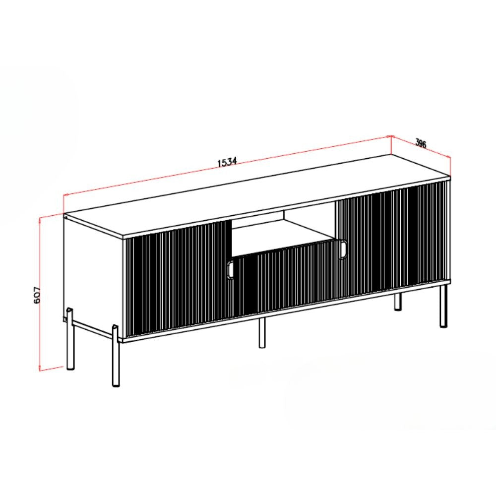 Mobile porta TV Lotus 2 ante con frontali cannettati colore cashmere opaco 153,4x39,6x60,7H