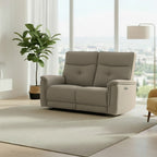 Divano recliner 2 posti elettrico in tessuto sabbia 157 cm Elysio