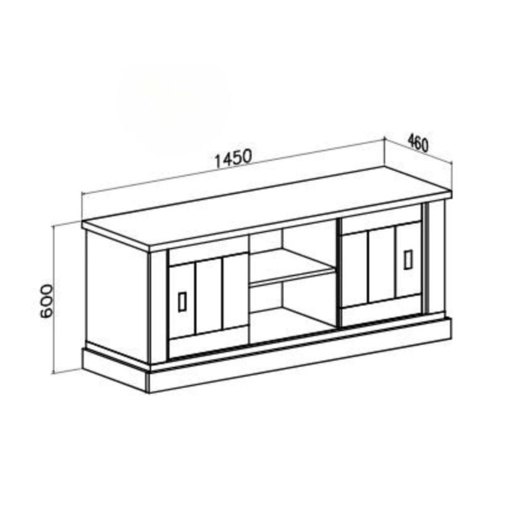 Mobile porta TV colore pino bianco e rovere vano a giorno e 2 ante scorrevoli AnthonyIII 145x46x60H