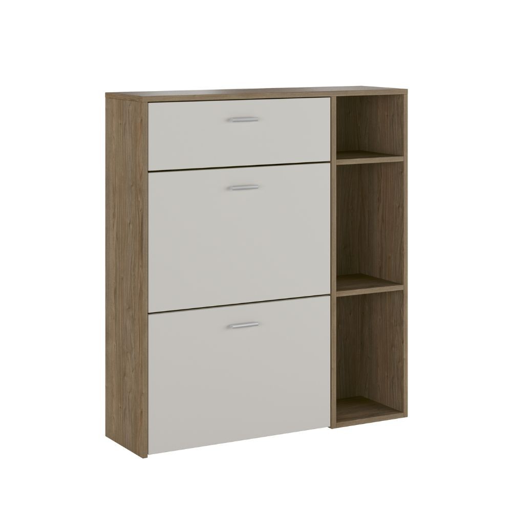 Scarpiera Takimi columella e cashmere 2 ante a ribalta e cassetto 90x26x101,5H