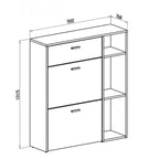 Scarpiera Takimi columella e cashmere 2 ante a ribalta e cassetto 90x26x101,5H