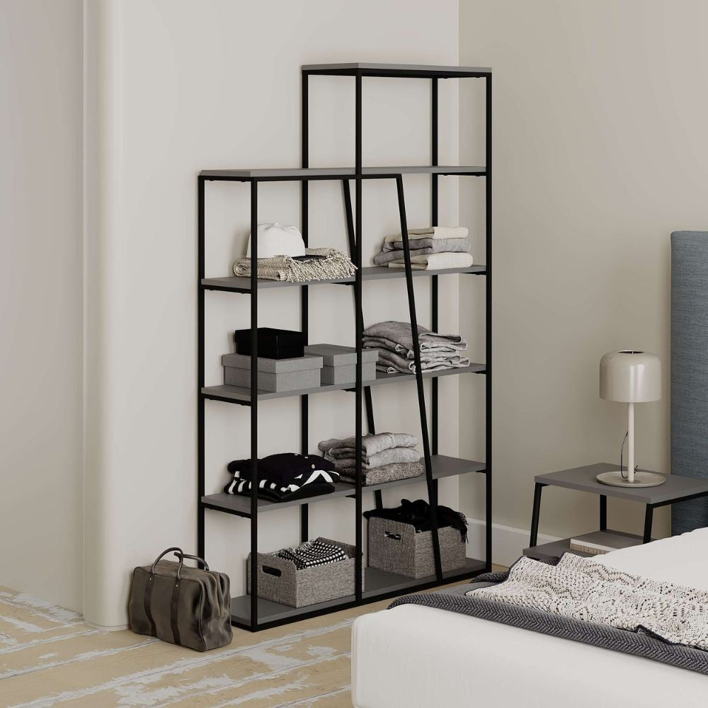 Libreria Pal antracite con 5 ripiani 110x29x178H- Design moderno e funzionale