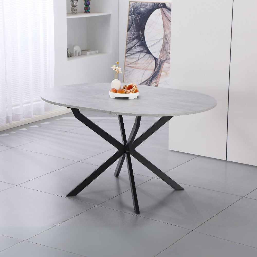 TAVOLO RUT PIANO COLORE CEMENTO E GAMBE IN METALLO NERO