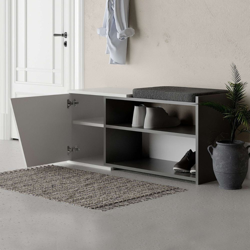 Scarpiera panca Fiona 104.6x37.5x47.2 colore bianco antracite