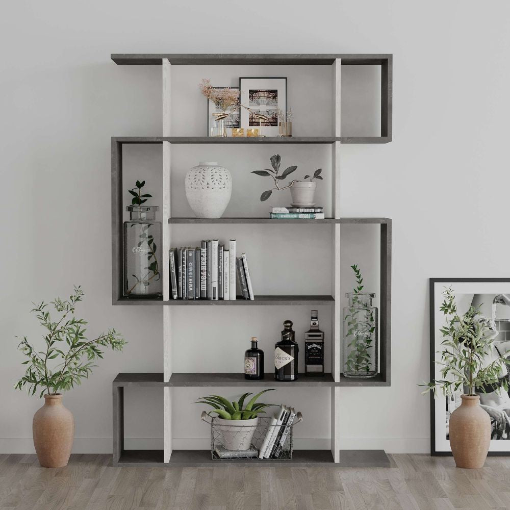 Libreria Mito bianco vintage e retro grey 108,5x25,5x161 cm - Stile Moderno e Funzionalità in un Design Unico