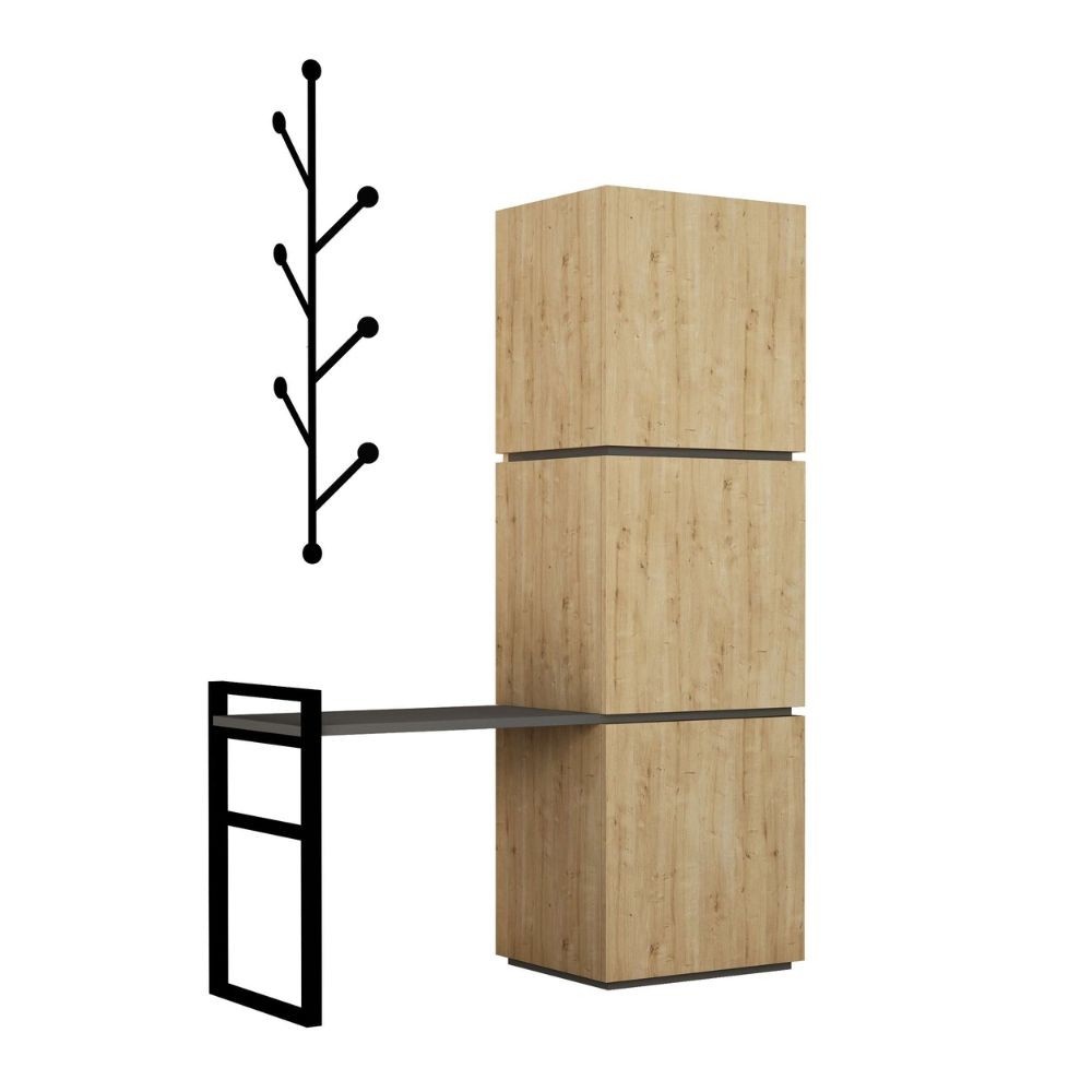 Mobile Ingresso Mello colore rovere e antracite con appendiabiti 109x39x149H
