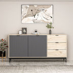 MADIA ESTA 180 CM CON 2 ANTE ANTRACITE EFFETTO CANNETTATO  E 3 CASSETTI ROVERE SONOMA