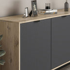 MADIA ESTA 180 CM CON 2 ANTE ANTRACITE EFFETTO CANNETTATO  E 3 CASSETTI ROVERE SONOMA